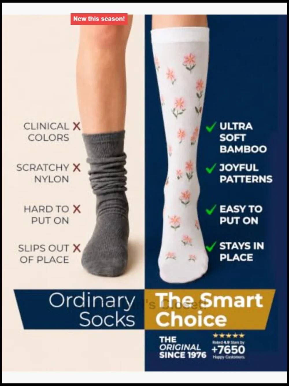 Bamboo Viscose Light Compression Socks 3 Pairs Knee High 8-15 mmHg
